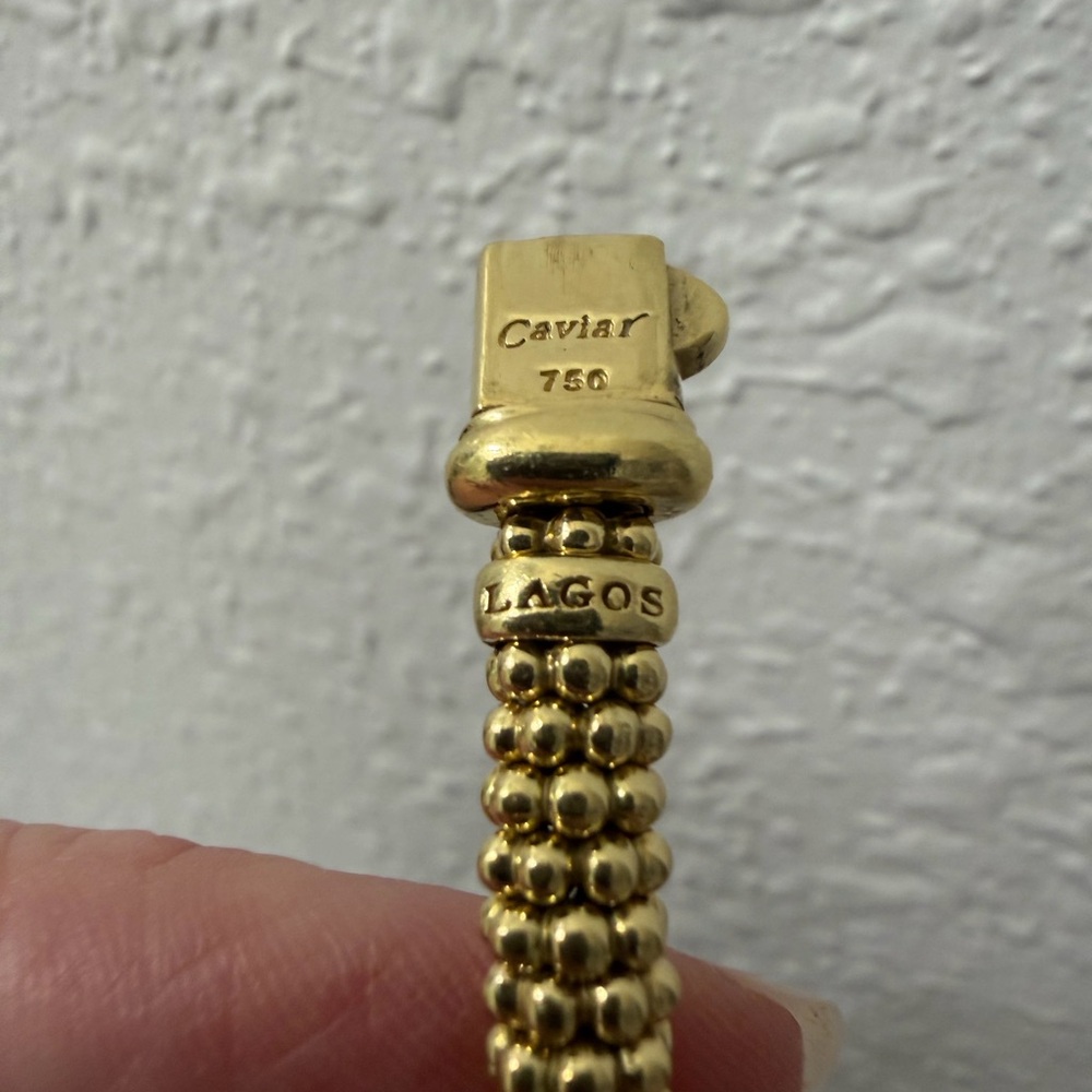 Lagos 18K Gold Station Caviar Bracelet | 6mm | Size M - Picture 9 of 11